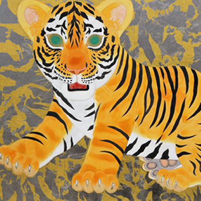 日本画家 河嶋淳司「Animal graffiti」作品「豹・虎 シリーズ」